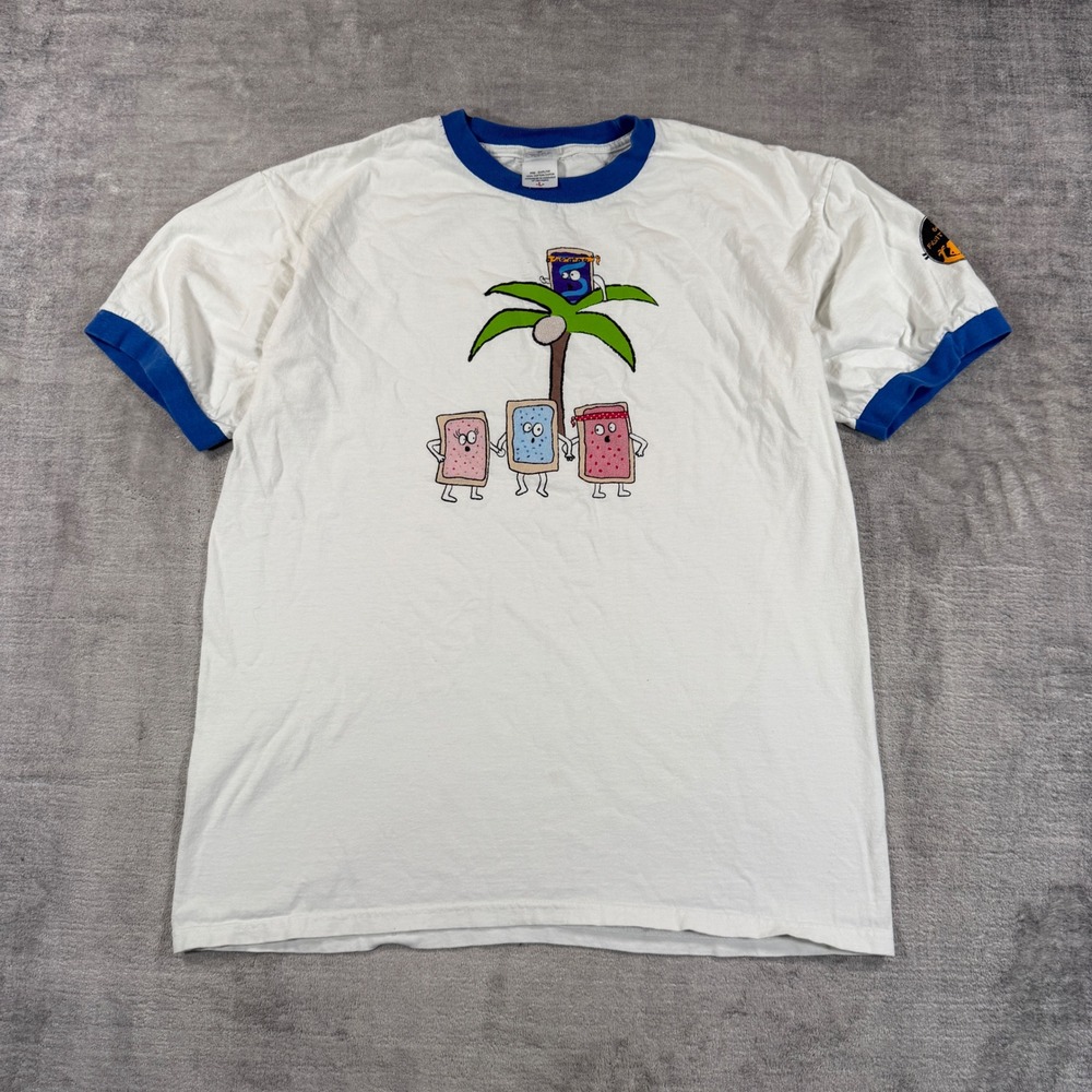Vtg Kelloggs Pop Tarts Shirt Mens Large White Y2K Great Fruit Escape Promo Tee